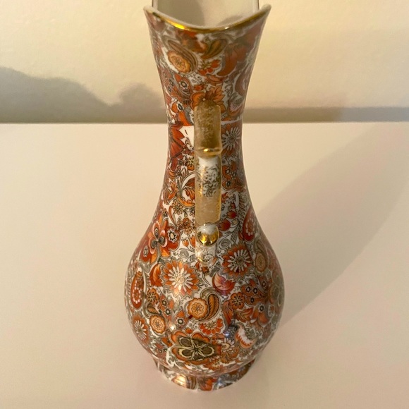 Royal “Burnt Orange” Paisley 55/1640 Decorative 2 Handle Porcelain Vase. - Picture 3 of 7